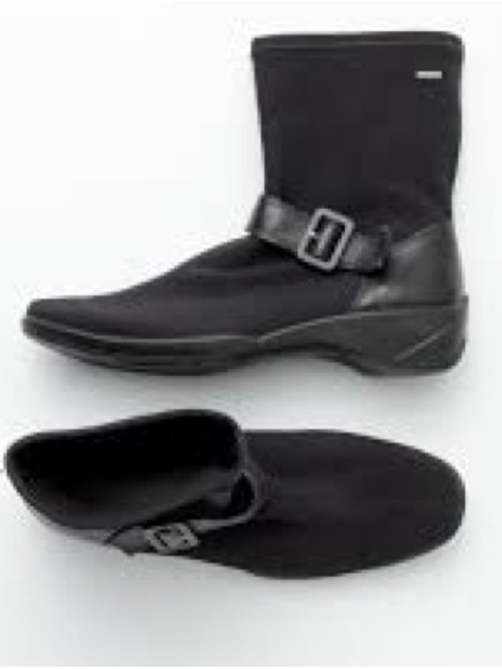 Ecco size 9 / 40 gore-tex black elastic stretch buckle pull on boots like new